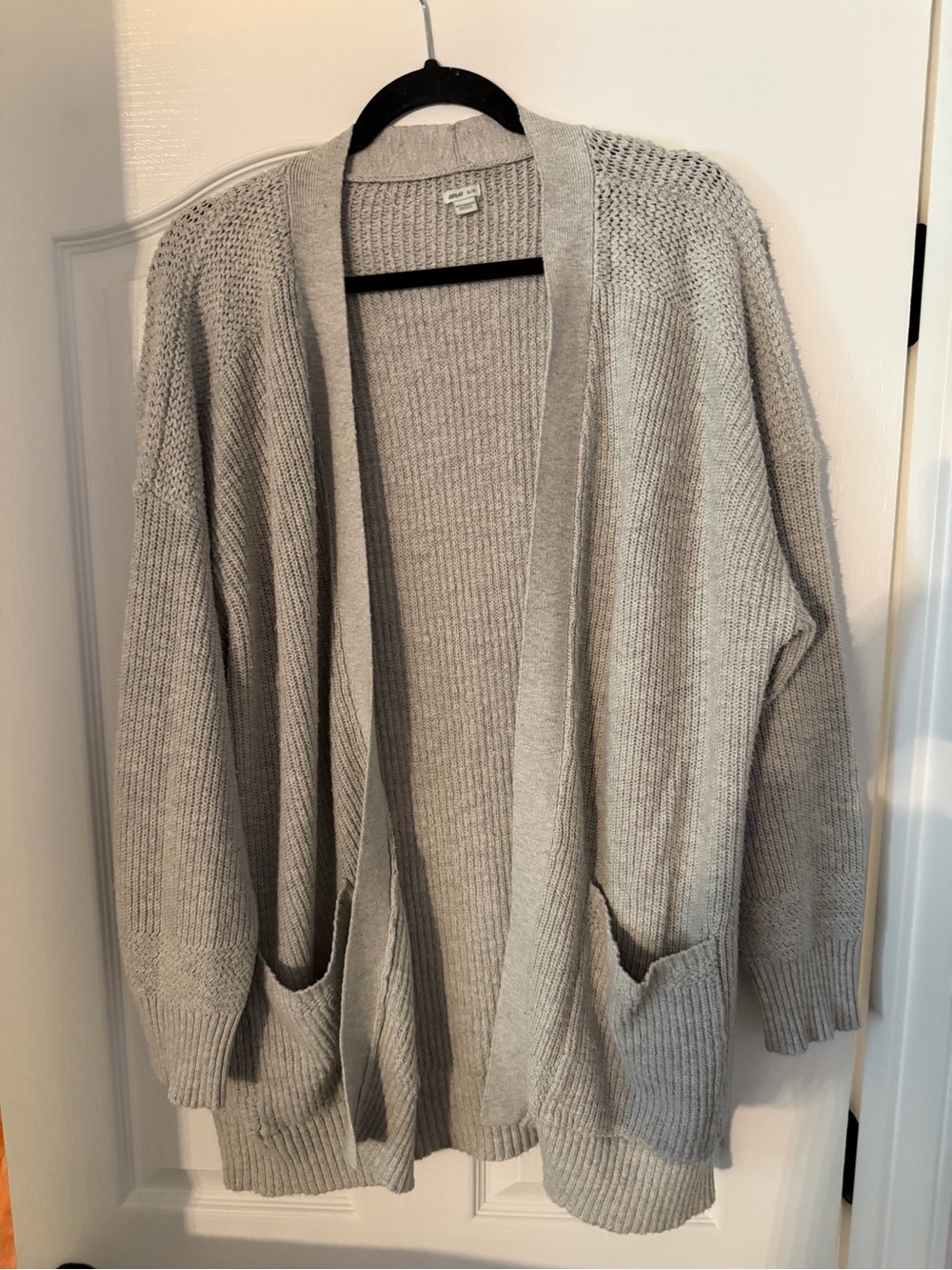 aerie Light Gray Open-Front Knit Cardigan